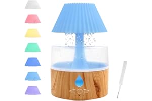 Foyucool Umidificatore a Nuvola di Pioggia, 3 in 1 Umidificatore Ambiente/Diffusore di Oli Essenziali/Luce Notturna a 7 Colori, Simula la Caduta di Gocce di Pioggia, per Dormire, Rilassarsi, Ombrello