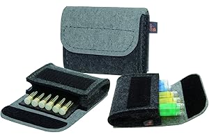 Trousse de pharmacie Premium d'ebos ✓ Trousse de secours ✓ Poches de granules en véritable feutre de laine ✓ 6 boucles pour flacons à granules, tubes à granules | Etui à granules, trousses à granules, pochette d'homéopathie comme ensemble pour la conservation de l'armoire à pharmacie homéopathique (gris)