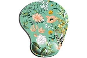 Visaccy Amazon - Tappetino per mouse con poggiapolsi per computer e laptop, ergonomico, in memory foam, verde floreale, 21 x 24 x 2,3 cm