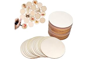 HPiano 100 Pezzi Cerchi Legno, Decorazioni Legno Grezzo Rotondi 4 cm Spessore 2 mm Forme Circolari Naturali Decorazioni, Artigianato, Etichette, Ornamenti, Album di Ritagli, Matrimoni