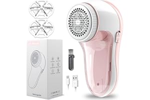 GBARAN Quitapelusas eléctrico, Quita Pelusas removedor de Pelusas con 2 Cuchilla de Afeitar de Repuesto, afeitadora portátil de Tela para Ropa, Muebles, Ropa de Cama, Alfombra