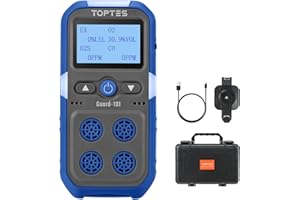 TopTes Guard-101 4 Gas Monitor Multi Gas Detector for H2S, CO, LEL and O2, with Vibration, Visual and Audible Alarms, 14h Long Battery Life, Safety Explosion-Proof, Gas Monitor for Work, Home - Blue