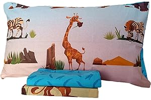 IL BOTTEGONE set completo lenzuola letto singolo per cameretta 100% Cotone stampato con Sacca ricamata Taglia: Singolo, Disegno: Jungle