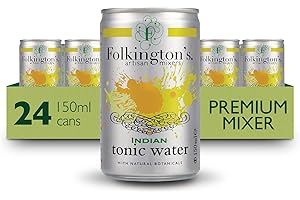 Folkington's Tonic Water, Indian Tonic, 24 Cans, Mix with Gin Botanicals, Artisan Botanical Mixer, Fridge Pack 3 x 8 x 150ml (24 Cans Total)
