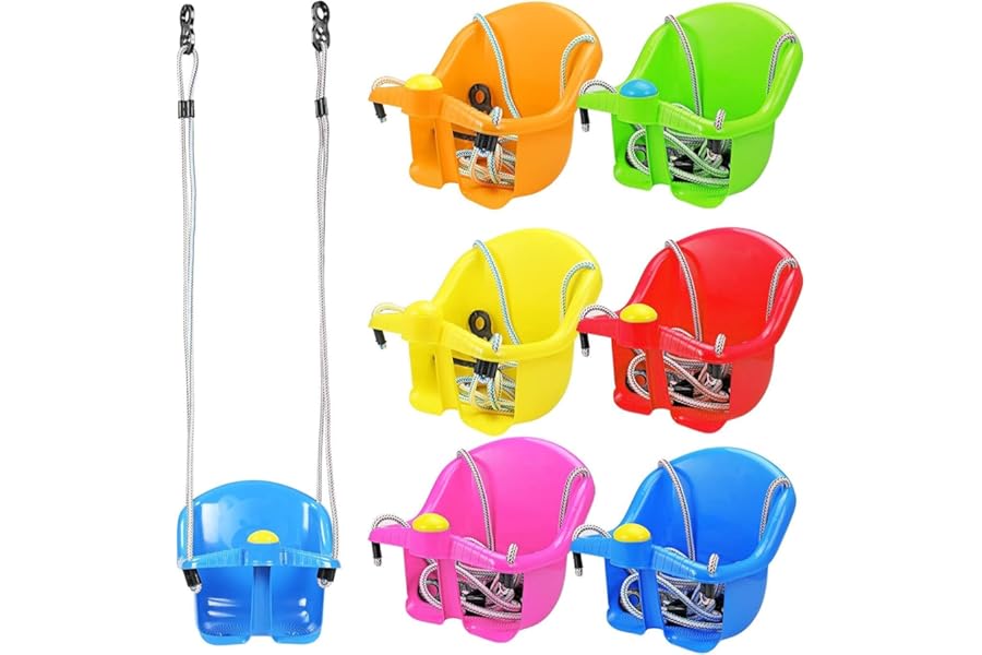 Outdoor Adjustable Garden Swing - Safety Rope with Hanging Bucket Booster Seat - Detachable Outdoor Garden Safety Swing for Baby, Kids, Infants, Toddlers