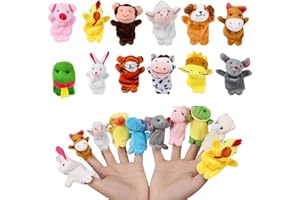QXCFTW 12pcs Finger Puppets for Toddlers, Finger Puppets, to Tell Animal Stories or Nursery Rhymes, Lifelike and Cute Animal Designs, for Birthday Party Favors Children'S Day Gifts, Classroom Rewards