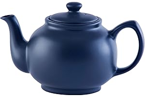 Price & Kensington Englische Teekanne für 6 Tassen, aus hochwertigem Steingut, Teekännchen matt blau, mikrowellen- und spülmaschinenfest, Vintage Teebereiter
