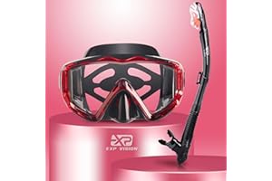 EXP VISION Zestaw do nurkowania na sucho, maska do nurkowania Pano z 3 oknami, przeciwmgielne gogle do nurkowania i fajka, profesjonalna maska do pływania z rurką dla dorosłych