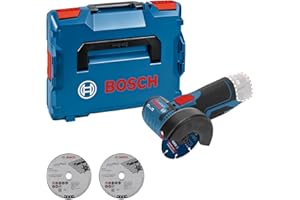 Bosch Professional system 12V: akumulatorowa szlifierka kątowa GWS 12V-76 (3 tarcze tnące, Ø tarczy: 76 mm, walizka L-BOXX)