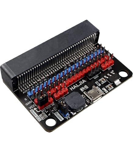 Produktbild von HALJIA T-Type GPIO Erweiterungsplatine Für BBC Micro:bit – Breakout Board, 3,3V/5V, IIC, M3, Für STEM & Sensor-Projekte (ohne Micro:bit)
