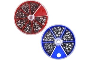 LYITZW 2 boîtes Plombs pour Pêche, Plomb Bouche, Non Toxique Portable Split Shot Set, Accessoires de Pêche avec Boîte de Rangement