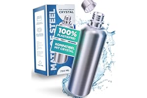 MATE OF STEEL® Botella de acero inoxidable 100 % sin plástico, 750 ml, para Sodastream Crystal, Easy & Terra – Botella de acero inoxidable para Soda Streaming – Botellas de metal