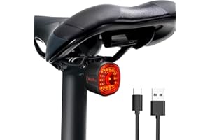 Wind&Moon Feu Arrière Vélo Intelligents, Induction de Freinage USB Rechargeable, Etanche,6 Modes LED lumière arrière, Manuelle/Commutation Automatique, Eclairage vélo Arrêt de démarrage Automatique