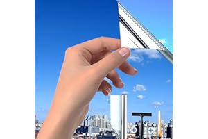 EVOFENSTEERE (44.5X200cm Silber) Fensterfolie Sonnenschutz Hitzeschutz innen oder außen | Rückstandslose Spiegelfolie Fenster Hitzeschutz | Selbstklebend UV Schutzfolie Fenster | Spiegelfolie| Sonnenschutzfolie