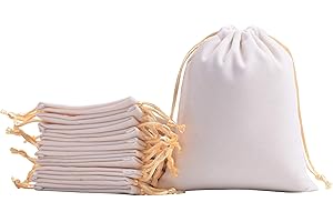 KONMAY 20pcs Small Velvet Drawstring Bags, Cream 7.0x9.0cm Velevet Jewellery Pouches for Gifts, Party Favors