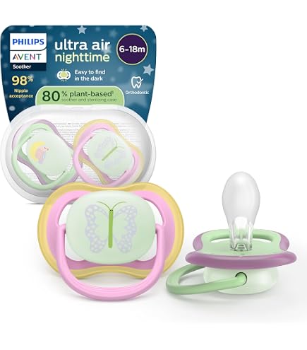 Sucettes Philips Avent Ultra Air Orthodontiques - Lot De 4, Pour Bébés 18 Mois+, Silicone Souple Sans BPA, Avec 2 étuis Stérilisateurs
