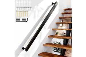 300 cm ledstång metall svart, trappräcke räcke trappa, väggledstång vägg inomhus och utomhus med väggfäste, vägg trappa med t