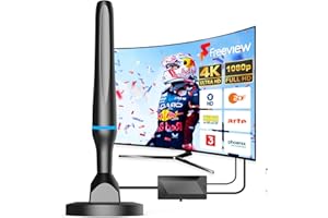 DGUPSP DVBT2 Antenne, zimmerantenne DVB-T & DVB-T2 Antennen mit Verstärker, Großer Reichweite und 360° Empfang, Zimmerantenne für Fernseher mit Starkem Magnetfuß, Geeignet für 4K 1080p & Alle TV-Geräte