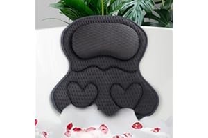 Joeyset Bath Pillows for Tub Luxury, Bath Pillow for Head and Neck, Fit Bathtub Hot Tub Relaxing Gifts for Women, Comfort 4D Air Mesh Fabric & 6 Non-Slip Suction Cups (Gray)