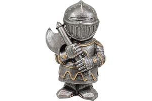 Lrxinki Knight Statue, Resin Medieval Knight Gnome Guard Gothic Garden Sculpture, Templar Figurine for Garden Protection