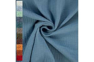 FITZIBIZ Musselin Stoff Sunny, Double Gauze, uni jeansblau (Länge am Stück: ab 50cm / Breite: 130cm)