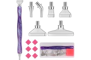 papasgix 14Pcs DIAMOND PAINTING Pens Kits, Glitter Diamond Art Metal Drill Pen Tips with Multi Replacement Pen Heads, 5D DIAMOND PAINTING Accessories Tools for DIY Craft Crystal(Purple Silver)