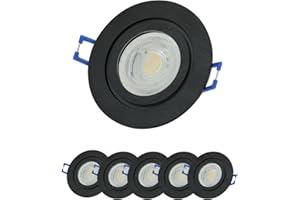 SWEET LED Dolce Led, Cornice in Alluminio IP44, Bagno, Inclusa GU10 7W Bianco Caldo, Luce da Incasso, Alluminio, Chiusura a Clic, Telaio da Incasso IP44, Faretto da Incasso, Spot da Incasso (6xNero-7W)