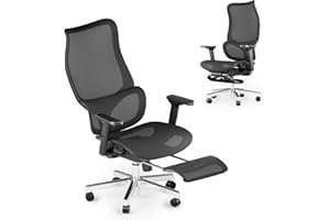 ‎JOYFLY JOYFLY Bürostuhl mit Fußstütze, Bürostuhl Ergonomisch, Büro-Liegestuhl mit Verstellbarer Sitz, Chefsessel Schreibtischstuhl Computerstuhl mit Lendenwirbelstütze, Mesh Erwachsene Office 150kg(Schwarz)