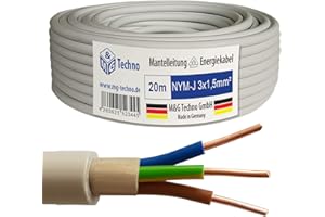 M&G Techno 20m NYM-J 3x1,5 mm² Mantelleitung Feuchtraumkabel Elektrokabel Kupfer Made in Germany
