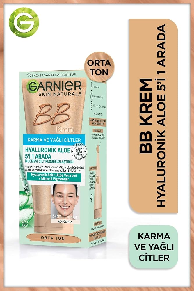 Garnier BB Krem Mucizevi Karma ve Yağlı Ciltler İçin Cilt Kusursuzlaştırıcı Orta Ton 40ml