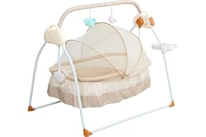 MEHOOSPVN Electric Baby Crib Cradle Auto Swing Bed Baby Cradle Baby Bassine with 5 Gears Adjustable Bottle Stand, Automatic Baby Swing Baby cot, Rocking Chair with Bluetooth Mp3 Music for 0-25kg Baby