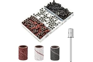 SELLINER 210 PCS Sanding Bands for Nail Drill,Nail Sanding Bands,80/120/180 Grit 3 Colors Sand Set with 1pcs 3/32 Inch Nail Drill Bit for Manicure Home Nail Care