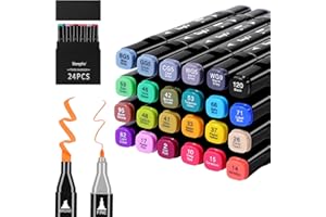 TongFu 24 Rotuladores de Colore, Rotuladores Alcohol Impermeabile, Rotuladores Doble Punta Seguro y Secado, Marker con Caja de Regalo, Rotuladores Alcohol para Bocetos, Cómics, Garabatos