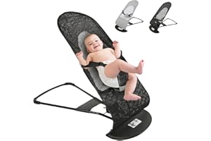 MUL-BOUTIQUE Baby Bouncer Scalable Baby Rocker Support up to 40lbs 3 Levels of Free Tilt Adjustment Alloy Bracket High Resistance (Black)