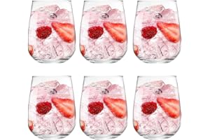 UNISHOP Set de 6 Vasos de Agua y Bebidas Alcohólicas, Vasos de Cristal Lisos y Transparentes 475ml, Aptos para Lavavajillas