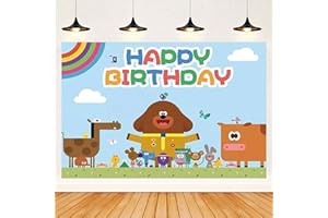 HANGHANG Hey Duggee Backdrop,Hey Duggee Themes Party Background Photo Booth Banner Large Fabric Artistic Birthday Party Supplies for Girls,Boys,Teens Birthday Party Decorations (Blue)