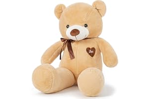 YunNasi Orso Peluche Gigante Orsacchiotto Peluche Grande Pupazzo Giganti Regalo per Bambini e Fidanzate XL 100cm Marrone Chiaro