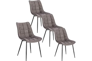 ‎WOLTU WOLTU 4 x Esszimmerstühle 4er Set Esszimmerstuhl Küchenstuhl Polsterstuhl Design Stuhl mit Rückenlehne, mit Sitzfläche aus Kunstleder, Gestell aus Metall, Dunkelgrau, BH207dgr-4