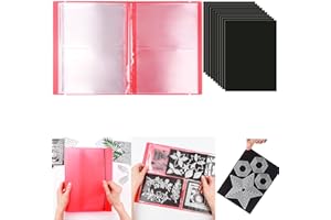CYFUN DESIGN 10 Stück 0,3 mm dicke Magnetblätter & 80 Taschen/20 Seiten Aufbewahrungsalbum für Stempel und Stanzformen, Aufbewahrungsbuch, Organizer für Aufbewahrung, Stanzen, DIY, Scrapbooking, Kartenherstellung