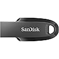 SanDisk 256GB Ultra Curve USB 3.2 Flash Drive, USB Stick, memory stick up to 100 MB/s read speeds, RescuePRO data recovery software, keyring loop, Black