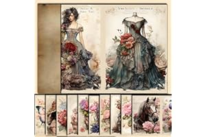 ‎ARUIEYS Scrapbook Vintage Style Patterned Decorative Paper Journaling Supplies for Making Junk Magazines Decorative Cards Album Backgrounds Stamps (T10-10 Pieces, 14 x 20 cm)