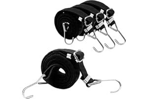 Tokeya Corde Elastiche con Gancio, 4 Pezzi Elastici Cinghie Impieghi Corda Elastiche per Campeggio Fissaggio Portapacchi, Bicicletta, Auto, Moto Trasporto, 2m