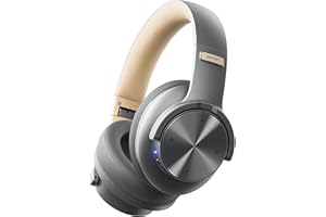 Picun B8 Bluetooth Headphones, 120H Playtime Headphones Wireless Bluetooth with 3 EQ Modes, Low Latency, Hands-Free Calls, Over Ear Headphones for Travel Home Office Cellphone PC (Grey&Gold)