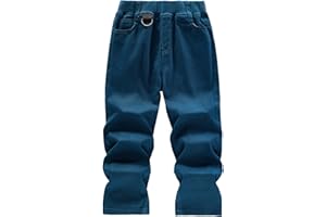 WIYOSHY Pantalones Chinos de Color sólido con Cintura elástica Acanalada y aro para niños para Jugar y IR a la Escuela