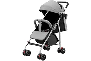MUL-BOUTIQUE Kompakter Kinderwagen, 0 bis 4 Jahre (30 kg max), leicht (4,8 kg), Buggy für Babys, Komfort, faltbar, kompakt und neigbar, mit Baumwolle, Getränkehalter, Sonnenblende (grau)