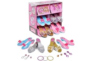 deAO Boutique de Bijoux et de Chaussures de Princesse avec 4 Paires de Chaussures, des Bagues, des Bracelets et de Boucles d’Oreilles Inclus