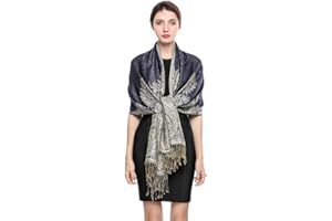EASE LEAP Elegante Bufanda Estampada para Mujer Lujoso Chal Cálido con Borla Suave Pashmina Estilo Paisley Étnico Uso en Otoño Invierno 200 * 70cm