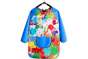 LURNODY Niños Pintura Delantal Impermeable, Mandilon Escolar Niño Adecuado para Niños Con Altura 47.24-55.12 in, Dellantales de Arte para Niños Adecuado para Pintar, Cocinar
