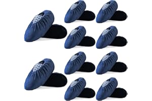 WUFANC Copriscarpe Lavabili - Copri Scarpe da Casa sono Antiscivolo Resistenti All'usura, Lavabili in Lavatrice - Copriscarpe Casa Ospiti Adatti per Diverse Aree Come Pavimenti (BluNavy-10Paia, L)
