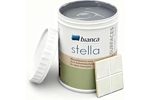 Bianca Stella Fliesenfarbe Ohne Schleifen - Wasserbasierter Parfümierter Fliesenlack für Badezimmer, Küche, Bodenfliesen, Wandfliesen - Aschgrau, Glänzend, Kratzfest, Hochdeckend, 1000ml